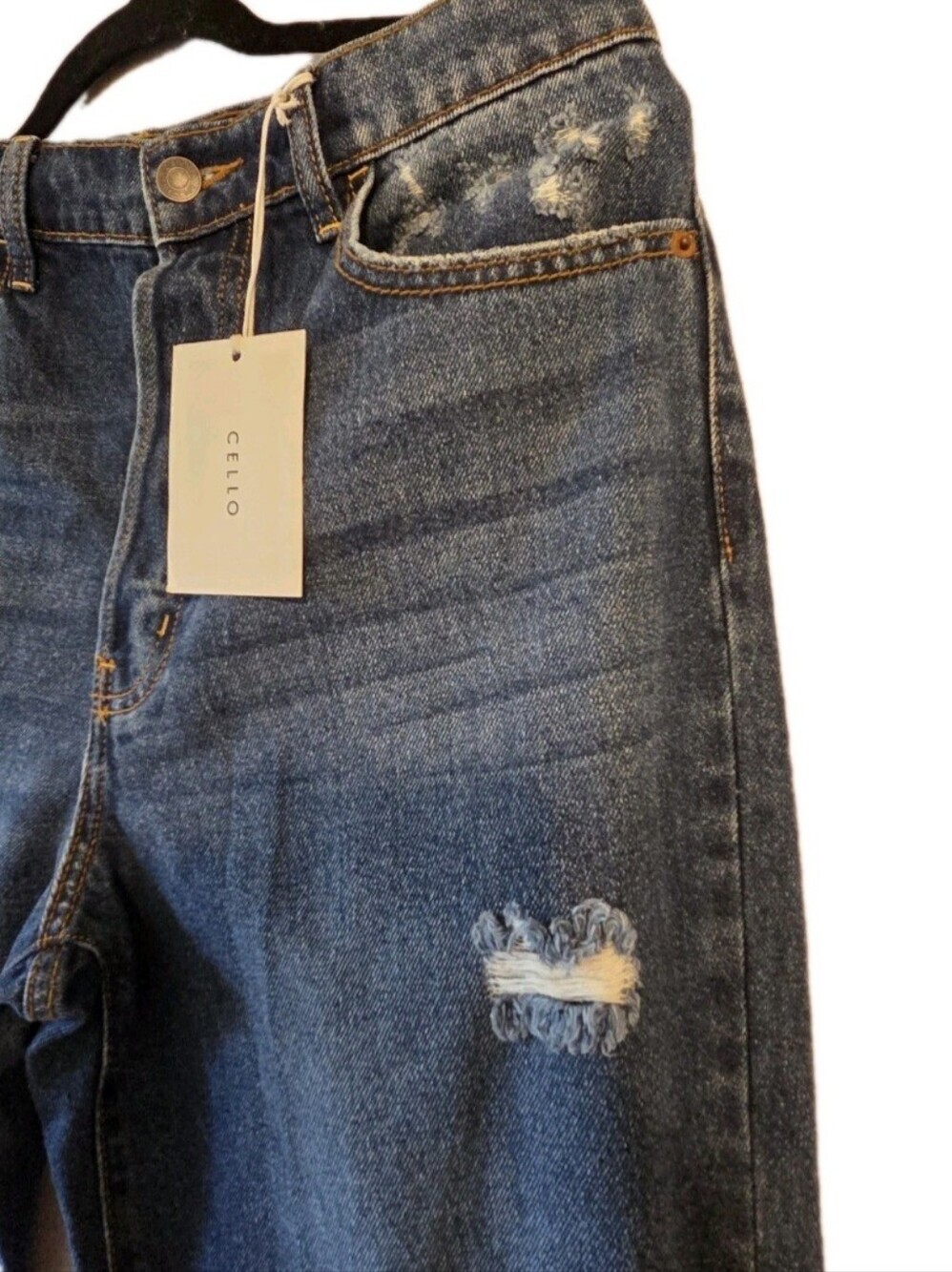 Cello Dad Jeans Super High Rise Distressed destroyed ripped baggy blue Size 9 - Picture 5 of 17